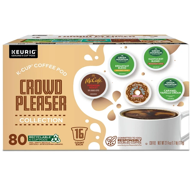 Keurig Crowd Pleaser Collection, 5 flavors, 80 K-Cup pods