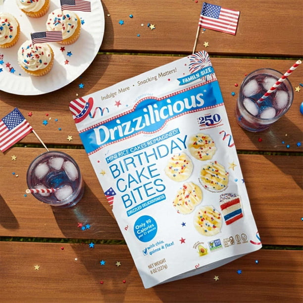 Drizzilicious Birthday Cake Bites on a July 4th table