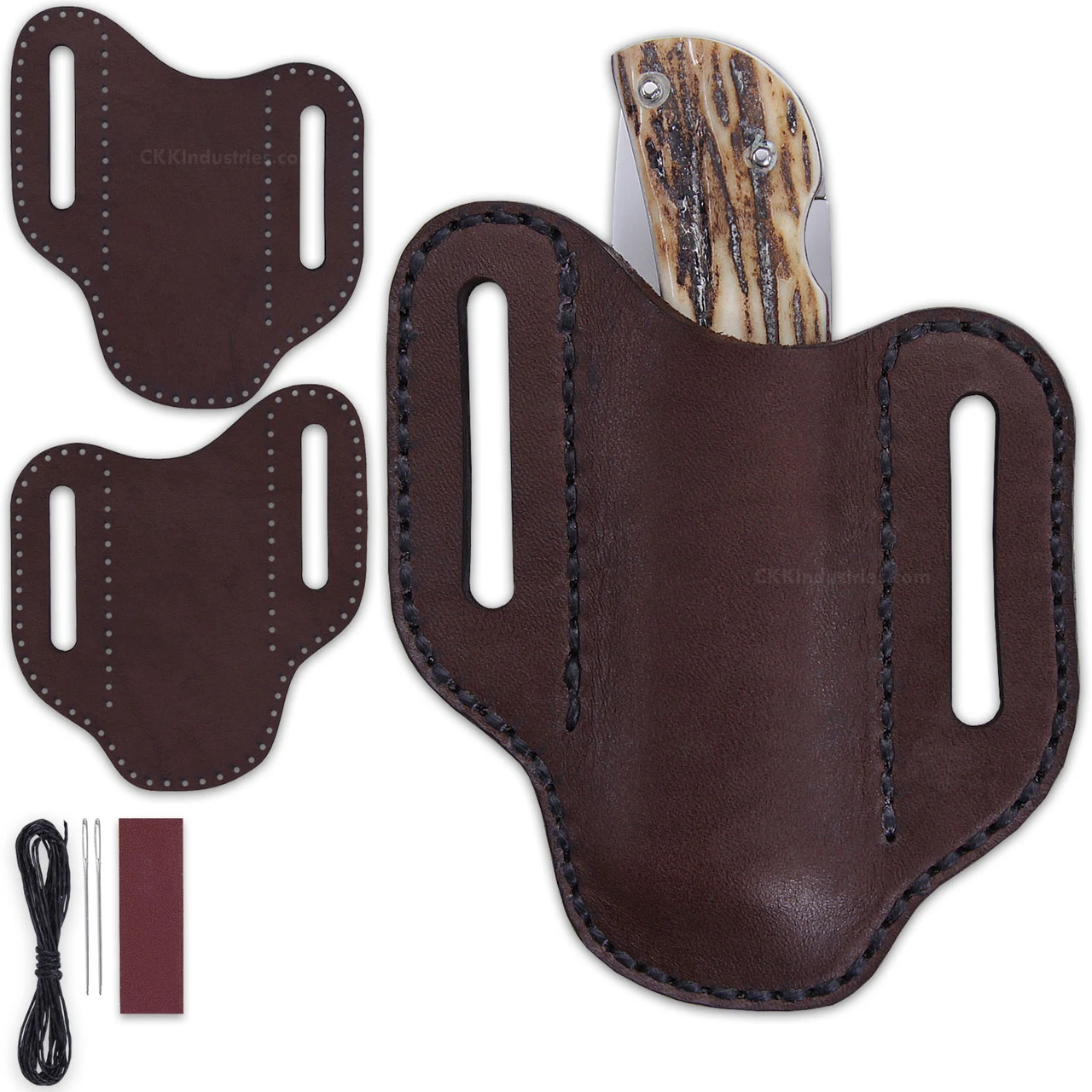 Sheath Kits - Folding Knife - Angled Pouch - Leather - Medium
