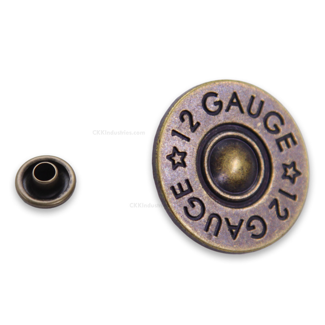 Rivets - Double Cap - 12 Gauge Shotgun Shell - (0.35in Barrel x 0.97in Head) - (for Leather/Canvas)