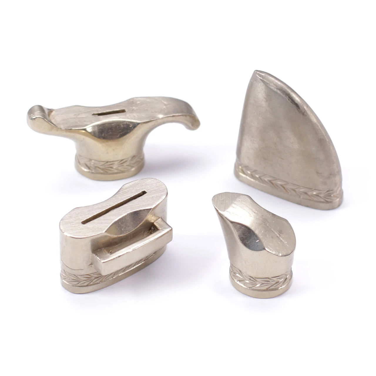 Guard/Pommel/Scabbard Set - Leaf Motif Engraved Set - Nickel Silver