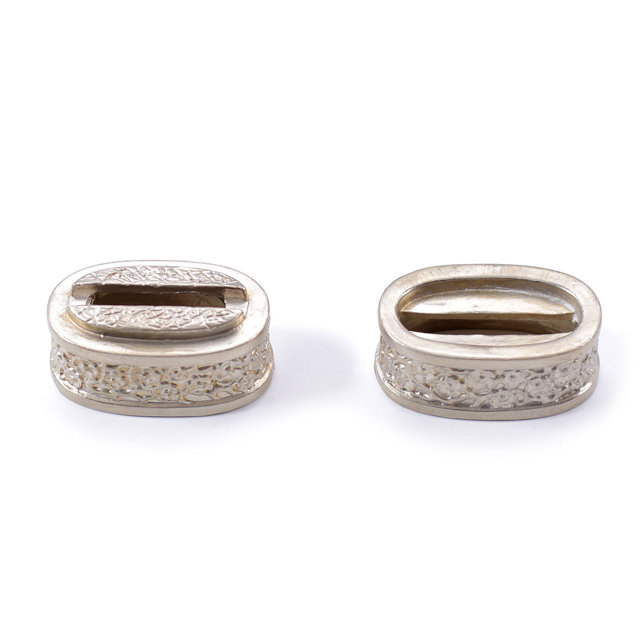 Flower Motif Guard & Scabbard Mouth Set - Nickel Silver