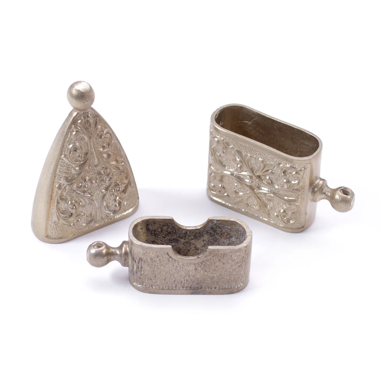 Scroll Scabbard Set - Tip, Mouth, Bolster - Nickel Silver