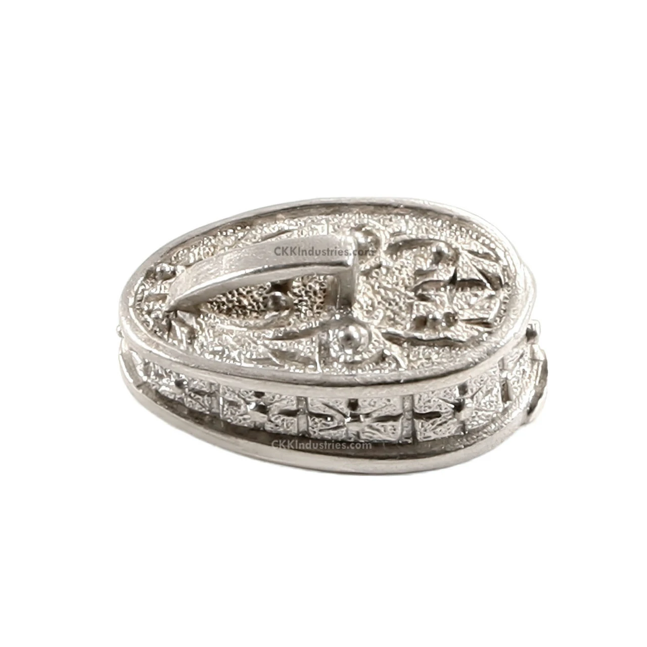 Engraved Cap Pommel with Loop - Nickel Silver