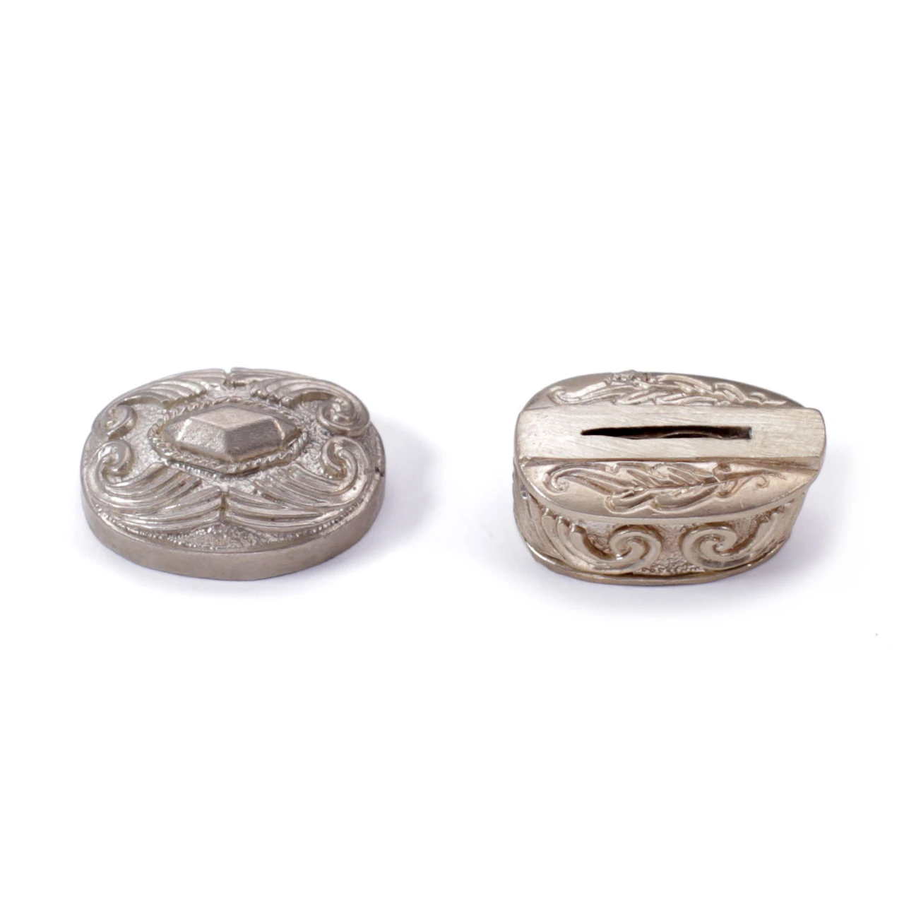 Pommel/Guard Set - Engraved Floral Scroll Set - Nickel Silver