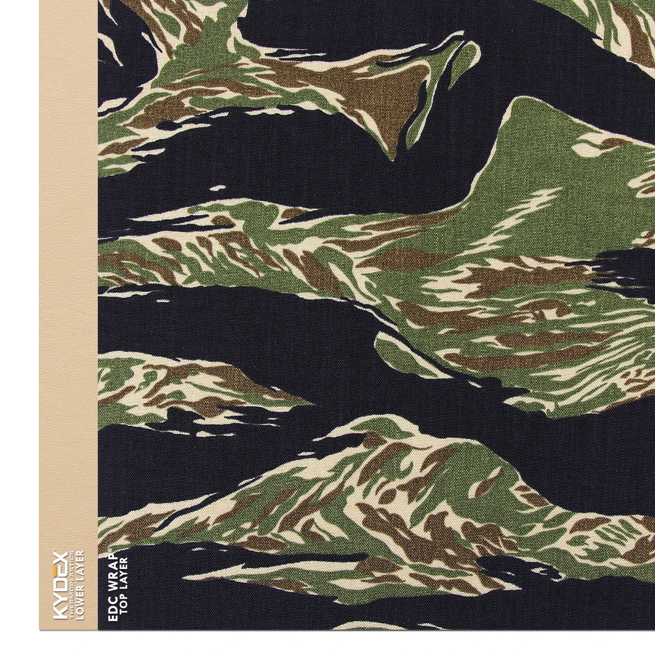 KYDEX® Sheet - EDC Wrapped - Vietnam Tiger Stripe - Desert Tan - (.080) - (1ft x 1ft)