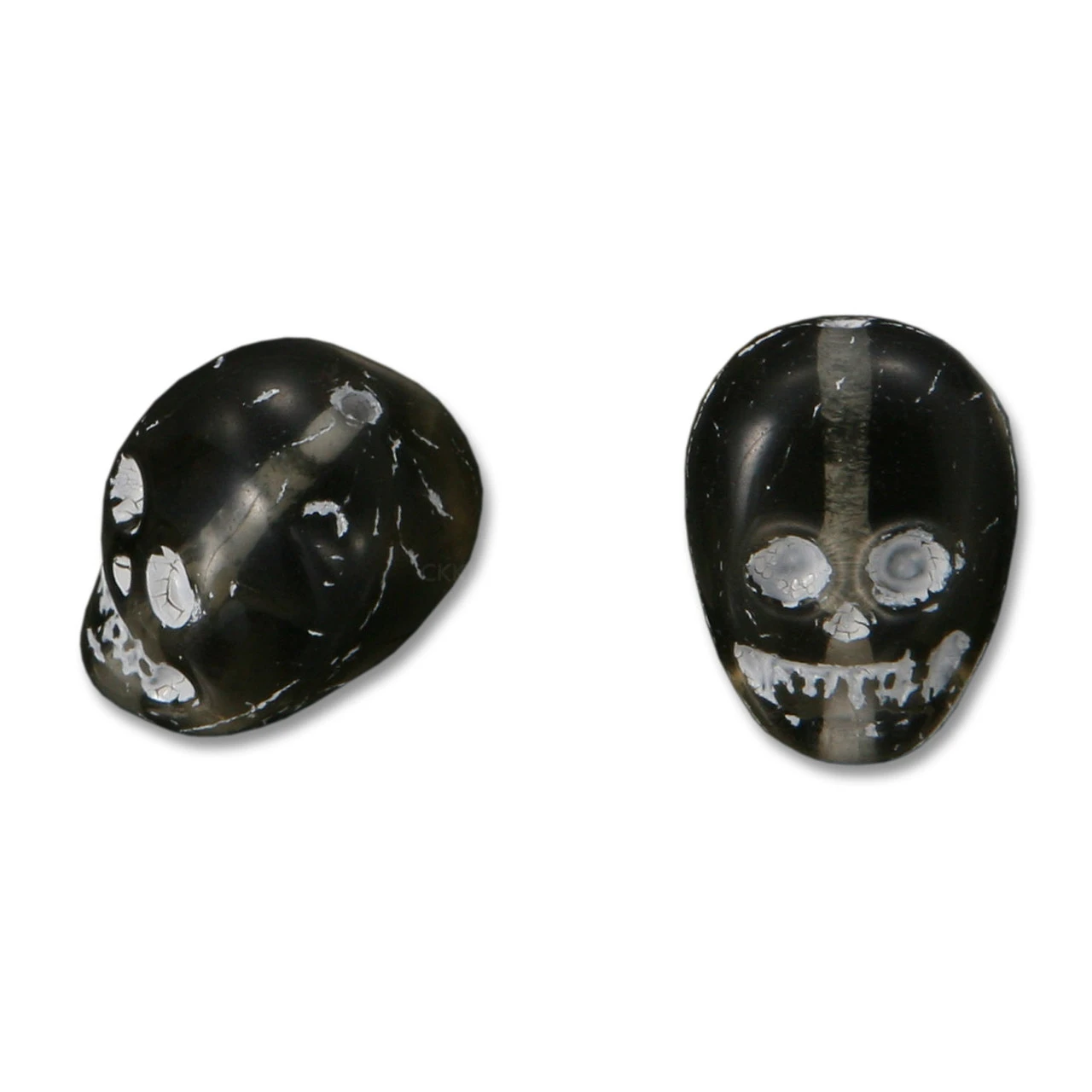 Czech Glass Skull Bead - Black - 15 x 10mm