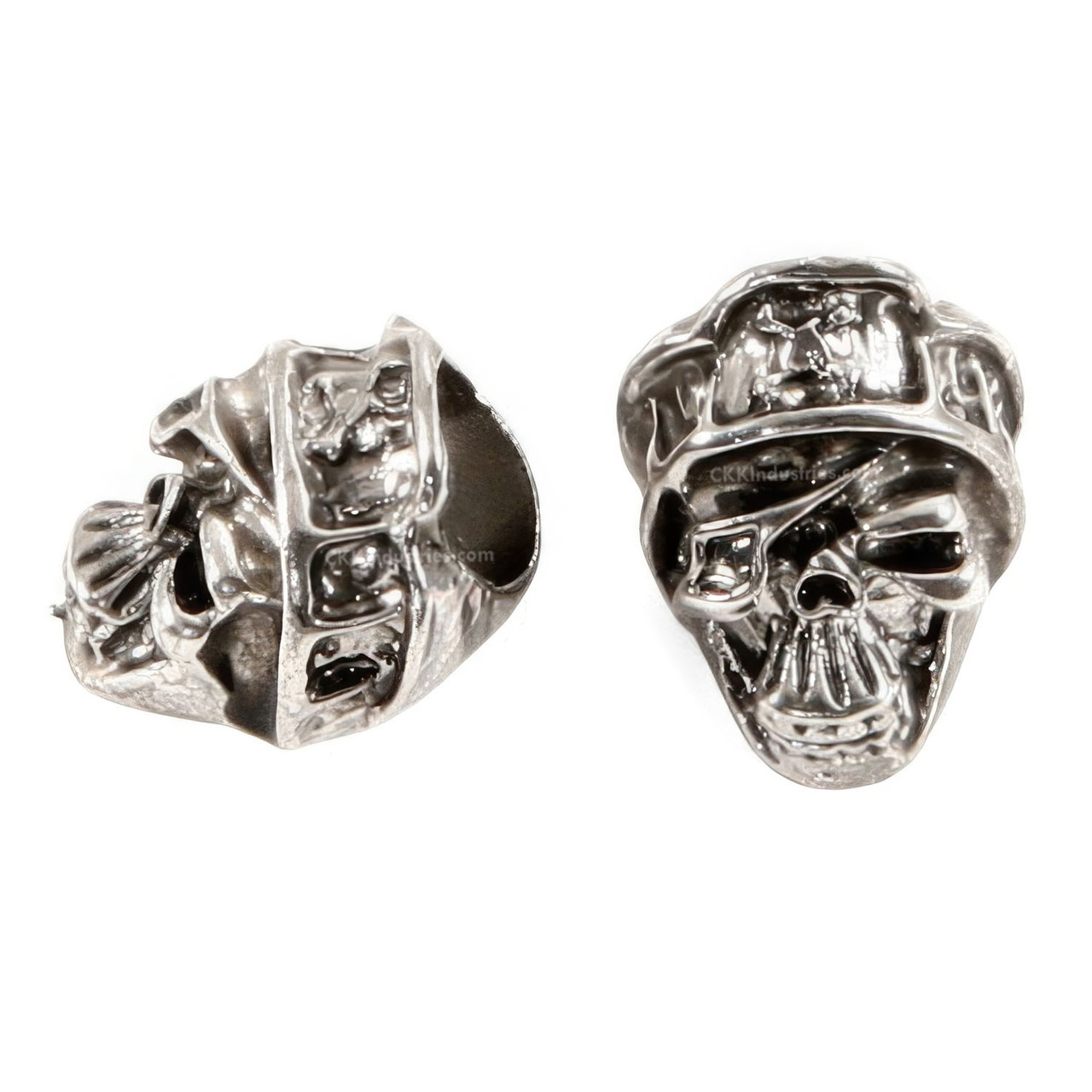 Long John Pirate Skull Bead - Alloy Steel - 4mm Hole