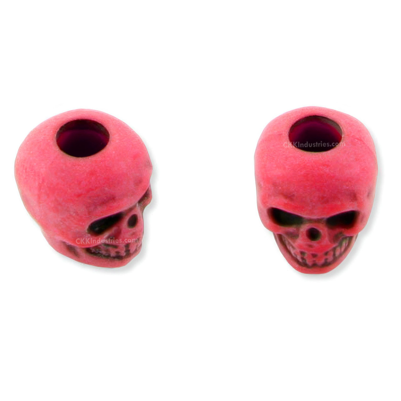 Bead - Skull - (Premium) - Neon Red - (1ea)