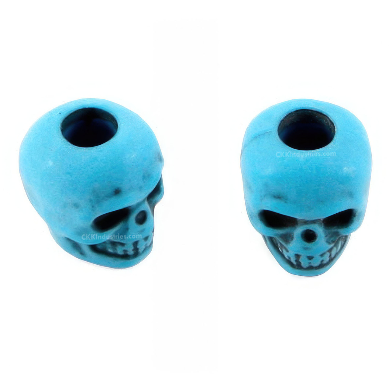 Skull Bead - Premium ABS - Neon Turquoise - 4mm Hole