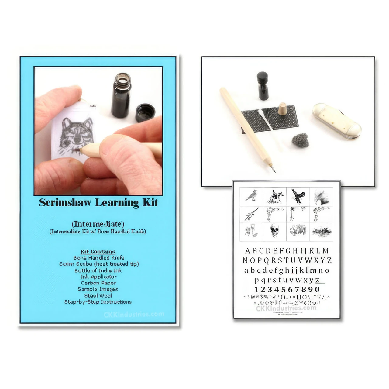 Scrimshaw Kit - Intermediate - w/Slipjoint Knife - (Bone Handled)