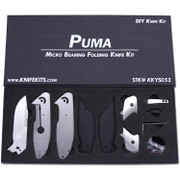 Puma Knife Kit - Dual Bearing Flipper Design - DIY Parts Kit w/Black G10 Handles