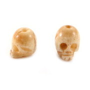 Bead - Skull - Carved Bone - Handmade - (1ea)