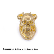 Pommel - Skull With Horns - Brass