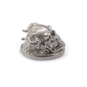 Pommel - Skull With Horns - Nickel Silver