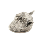 Wild Cat Head Pommel - Nickel Silver - Engraved