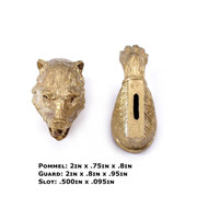 Pommel/Guard Set - Bear Head and Paw - Bronze