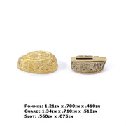 Pommel/Guard Set - Celtic Scroll Engraved Set - Brass