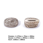 Pommel/Guard Set - Engraved Floral Scroll Set - Nickel Silver