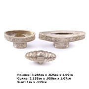 Pommel/Guard Sword Set - Rope Pattern Engraved Set - Nickel Silver