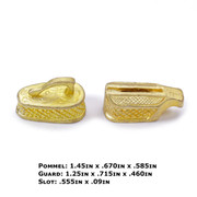 Pommel/Guard Set - Stipple Engraved Scroll Set - Brass