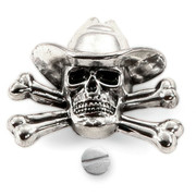 Cowboy Skull Swag Hole Medallion - Sheath Concho