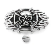 Flaming Skull Biker Cross Medallion - Sheath Concho