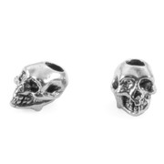 Bead - Skull - Pewter - Gargoyle - Antique Silver - (1ea)