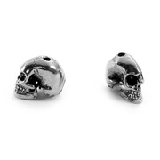 Bead - Skull - Pewter - Hand Cast - Antique Silver Plated - (1ea)