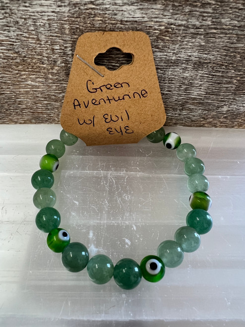 Green Aventurine - bracelet with evil eye