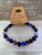 Purple Striped Agate - bracelet with evil eye
