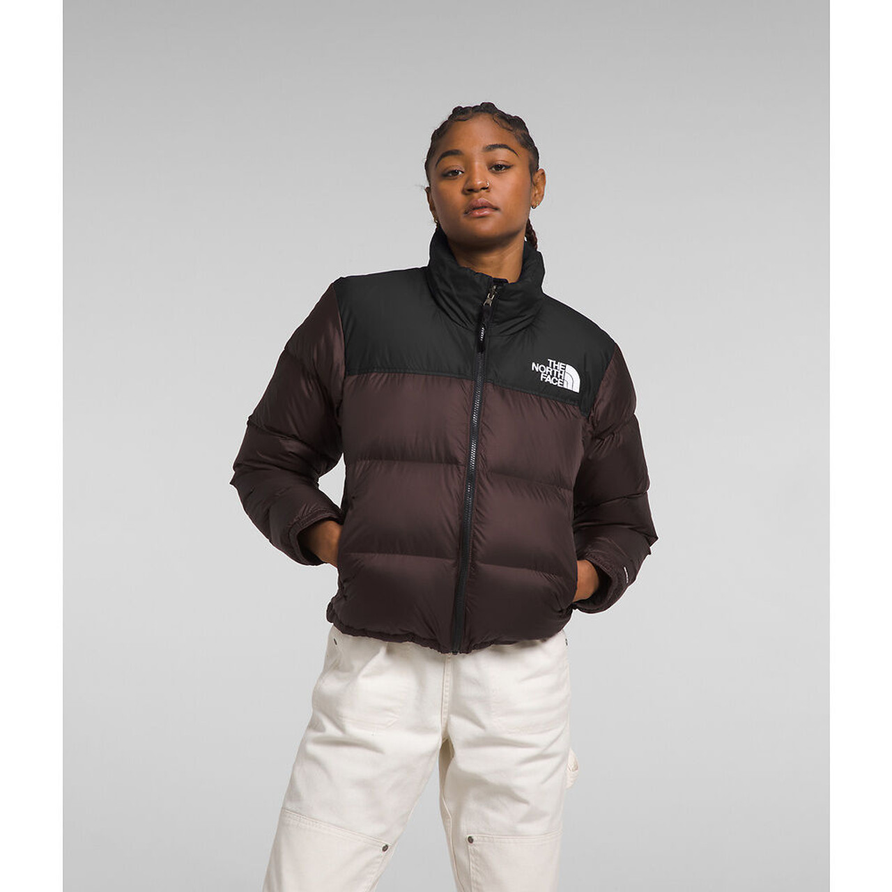 WOMENS NORTH FACE 1996 RETRO NUPTSE JACKET - COAL BROWN