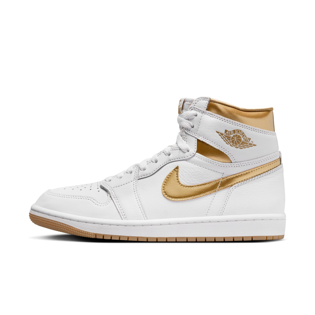 Air Jordan 1 Retro High OG White and Gold Women's Shoes.