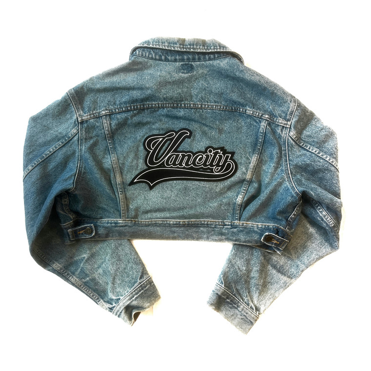 Vancity x Crown The Queens Reworked Patched Up cropped jean jacket - Denim -Large