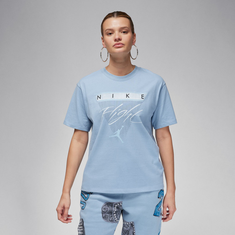 WOMENS JORDAN FLIGHT GRAPHIC TEE -  BLUE GREY/ICE BLUE