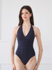 NAVY POLKA DOTS HALTER 