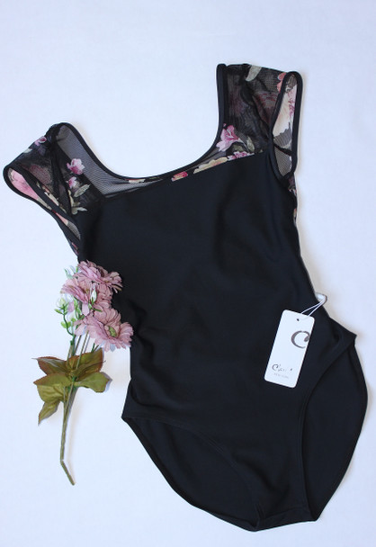 BLACK FLORAL MESH LEO