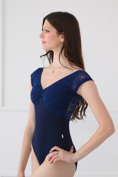 NAVY LACE OVERLAY LEO