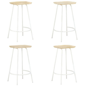  Bar Stool Set of 4 Bleached wood and white A949-320650
