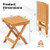 14 Inch Compact Folding Side Table with Slatted Tabletop - Color: Natural