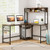 L-shaped Desk with Power Outlet Hutch-Rustic Brown