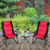 3 Pcs Outdoor Folding Rocking Chair Table Set with Cushion-Black&Red - Color: Red