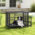 Foldable Heavy-Duty Metal Dog Cage Chew-proof Dog Crate with Lockable Universal Wheels - Color: Bla