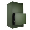 Bisley 2-Drawer Flush Front File Cabinet, Angled with Open Drawer