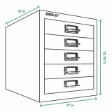 Bisley 5-Drawer Desktop MultiDrawer, Measurements