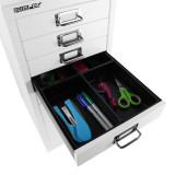 Bisley MultiDrawer Cabinet 4-Section Drawer Insert in White 10-Drawer Under Desk Multidrawer