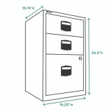 Bisley 3-Drawer Steel Home File Cabinet Front, Measurements