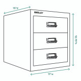 Bisley 3-Drawer Desktop MultiDrawer Steel Cabinet Front, Measurements