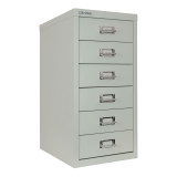 Bisley 6-Drawer Under-Desk MultiDrawer Steel Cabinet, Regent, Angled 
