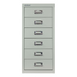 Bisley 6-Drawer Under-Desk MultiDrawer Steel Cabinet, Regent, Front